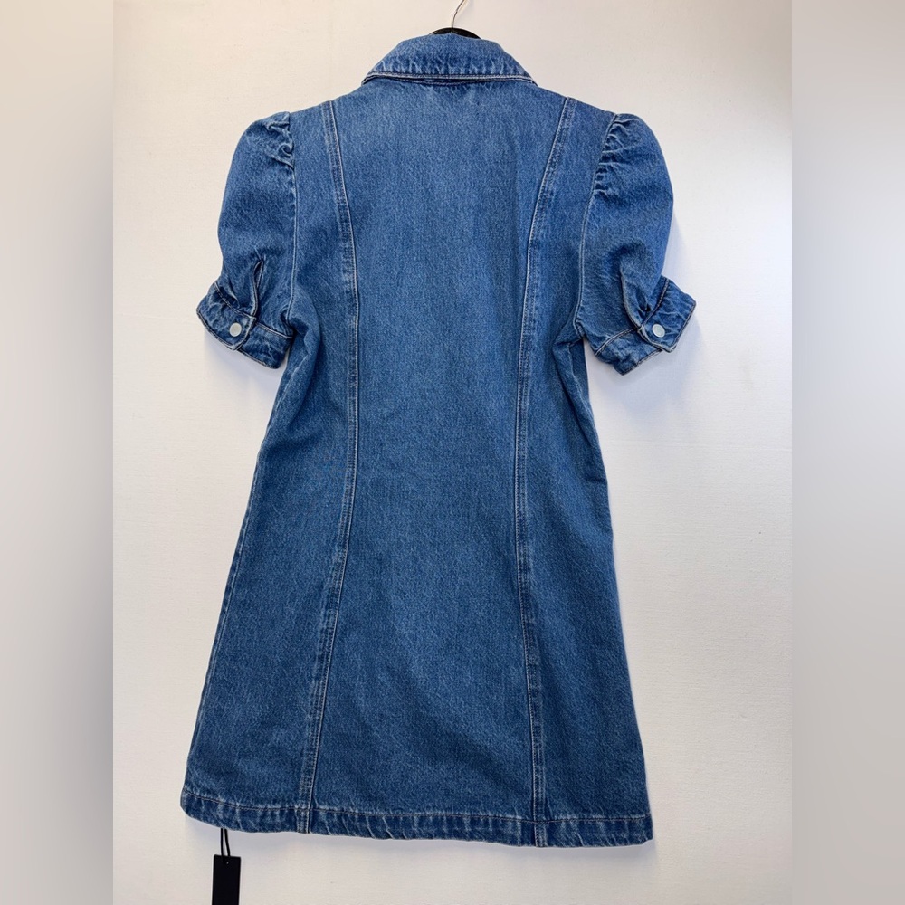 Blank NYC Blue Denim Mini Dress with Puff Sleeves - Picture 4 of 7